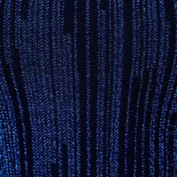 Shimmering Long-Sleeve Square-Neck Bodysuit In Sparkling Blue Stretch Fabric For - Picture 8 of 8
